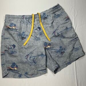 Tommy Bahama Relax Swim Trunks Marlin Print Drawstring Lined L